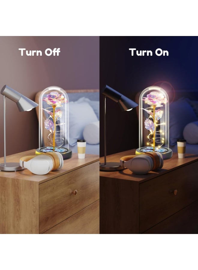 Preserved Forever Valentines Day Flower Gifts for Her, Glass Light Up Rose Gifts for Women Mom Grandma Girlfriend Wife Sister, Valentines Mothers Day Christmas Birthday Womens Gift (Colorful) - Image 4